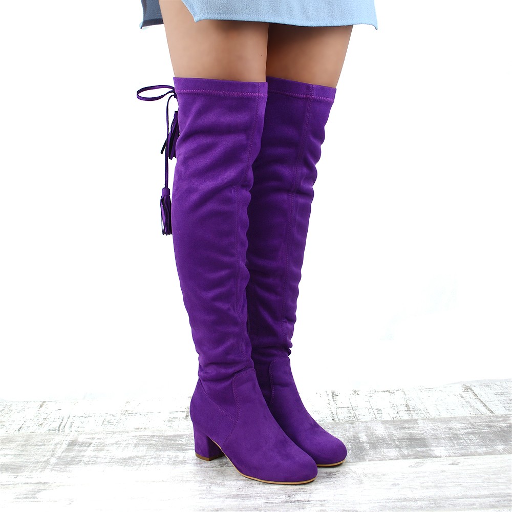 purple long boots