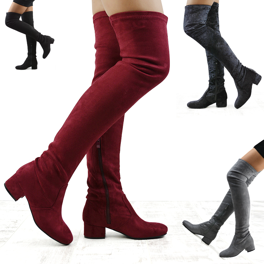 chunky heeled over the knee boots